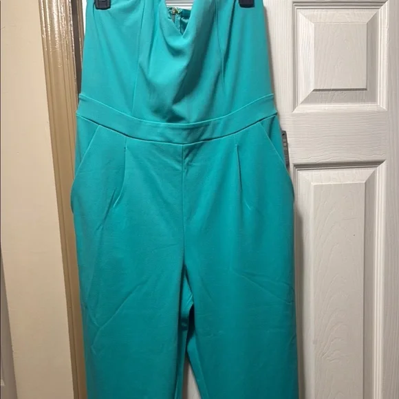 Express Blue Jumpsuit Modern Strapless Design - Picture 5 of 7